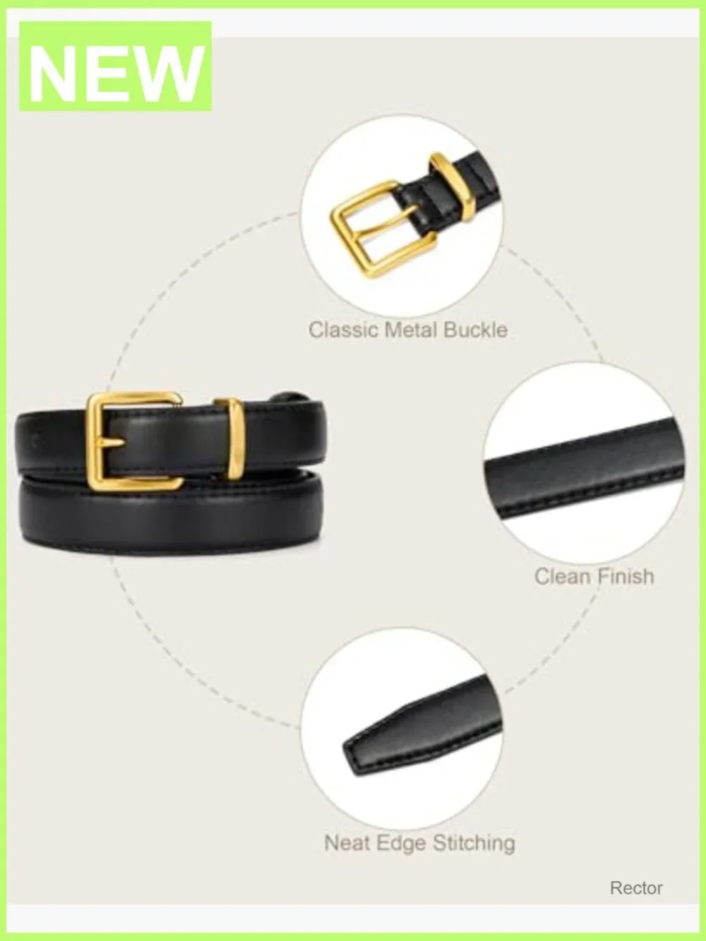 Women's Faux Leather Belt with Gold Buckle 1